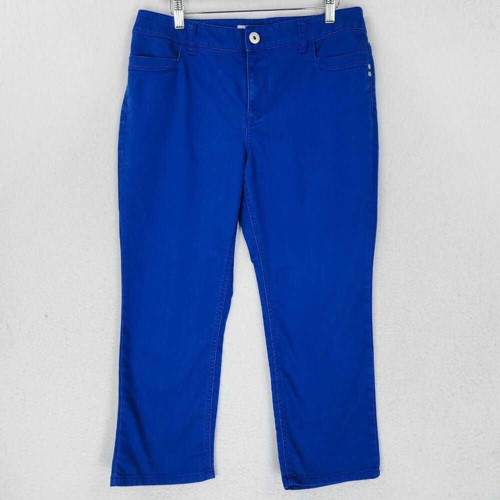 Chicos Jeans Womens 1.5 Blue 10 Cropped Capri Mid Rise Platinum Denim Casual